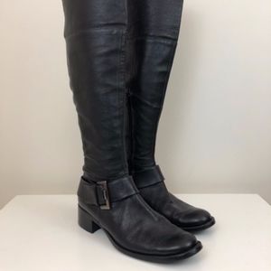 Vera Pelle Over The Knee Tall Black Boots Size 40